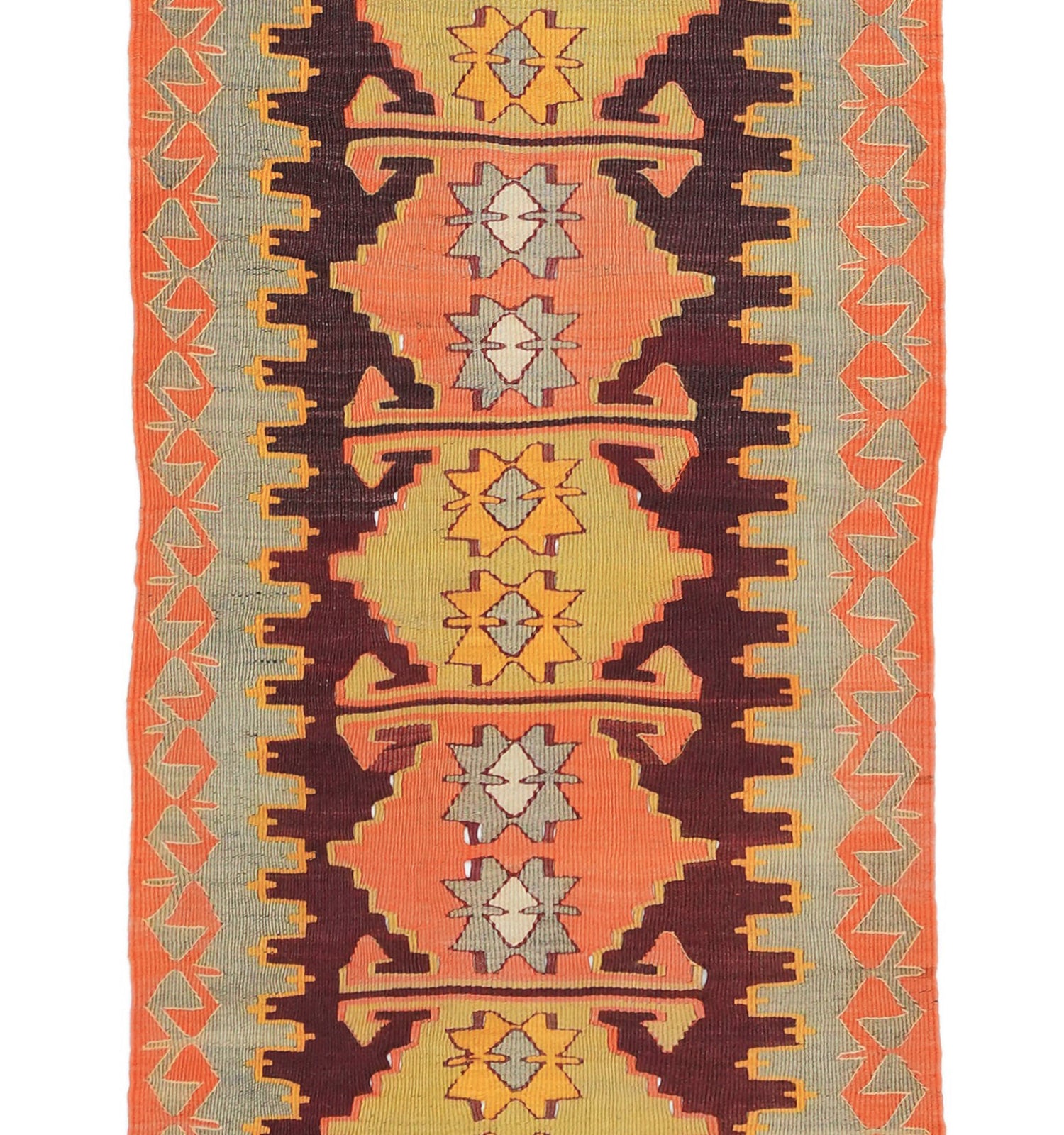 Détail du tissage en laine du kilim Antalya tissé à la main (provenance Antalya)