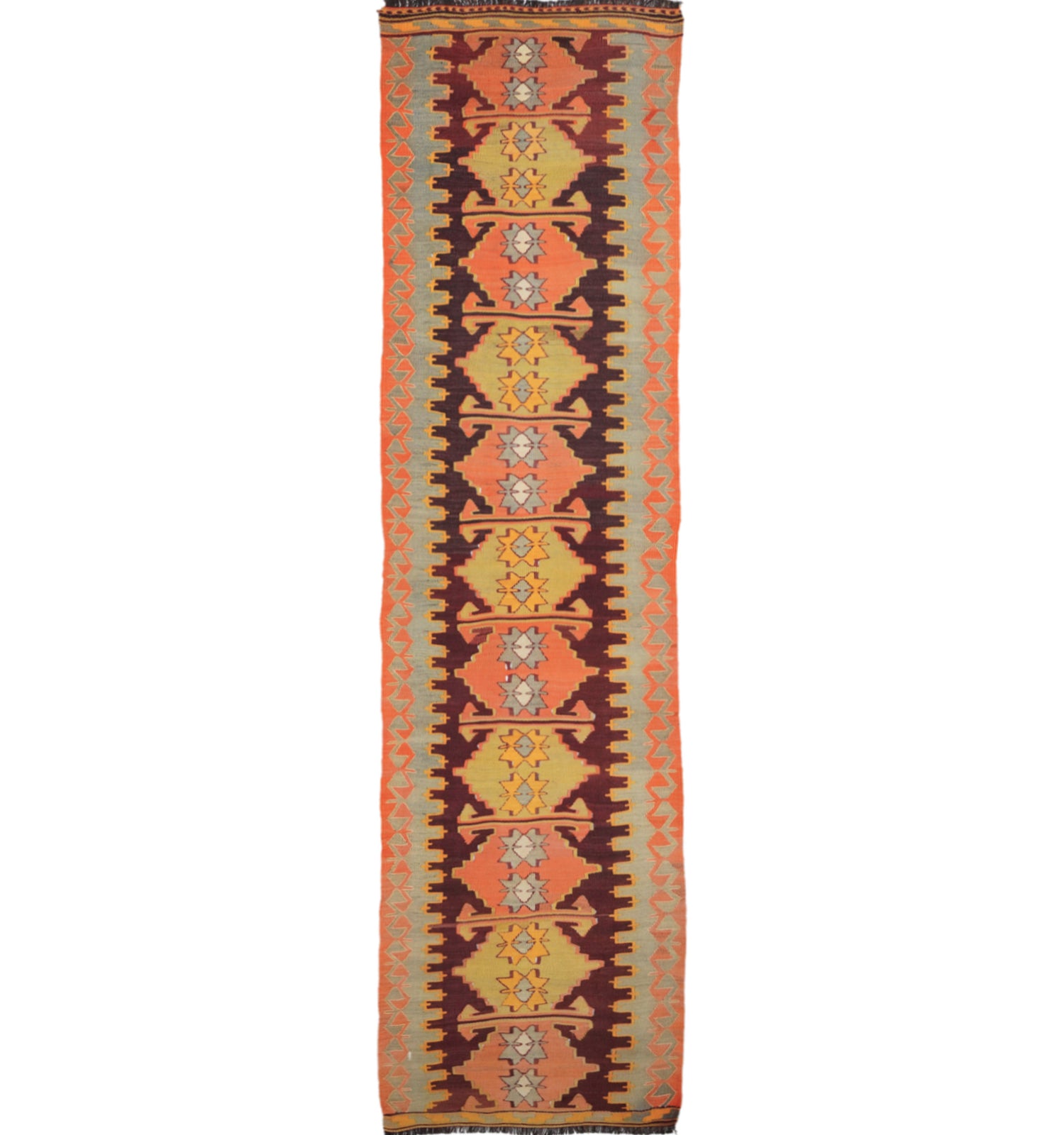 Kilim Antalya 345 x 83 cm – Tapis turc en laine tissé main, provenance Antalya