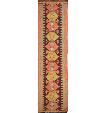 Kilim Antalya 345 x 83 cm – Tapis turc en laine tissé main, provenance Antalya