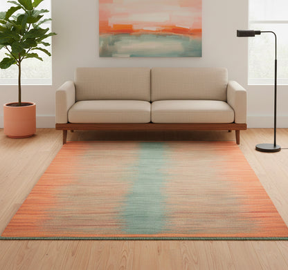 Kilim Art Deco 202 x 149 cm en situation dans un intérieur moderne – Décoration provenance Nord Ouest-Afghanistan