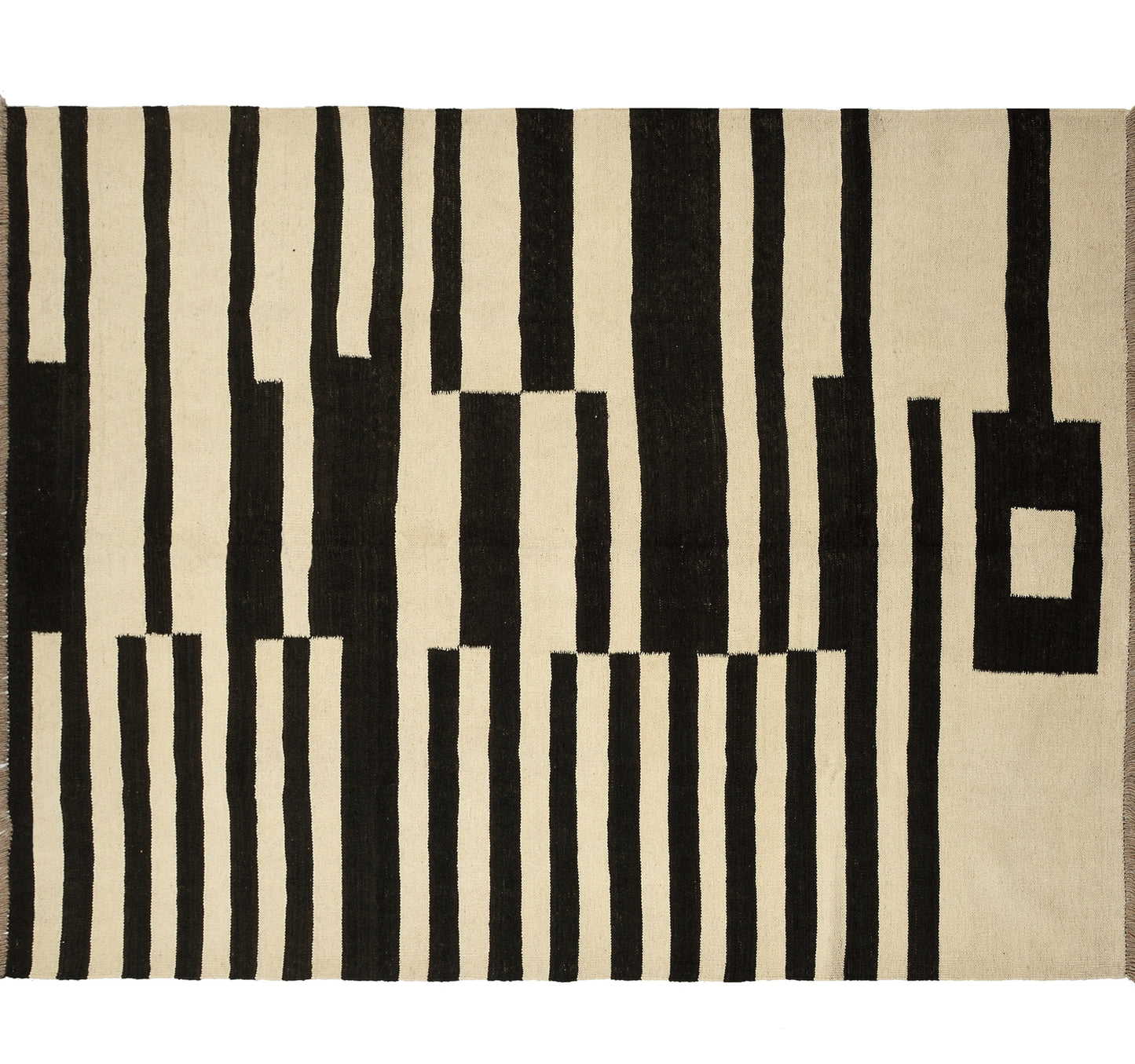 Vue horizontale du kilim Art Deco 202 x 158 cm – Tapis en laine de provenance Nord Ouest-Afghanistan