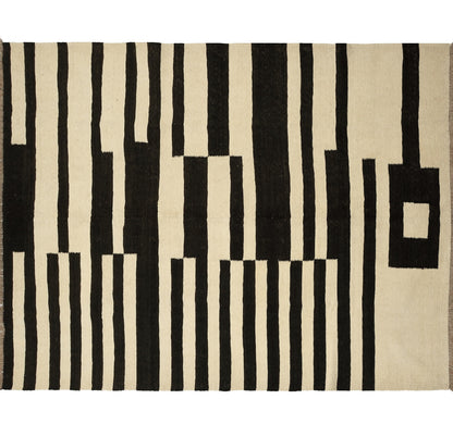 Vue horizontale du kilim Art Deco 202 x 158 cm – Tapis en laine de provenance Nord Ouest-Afghanistan