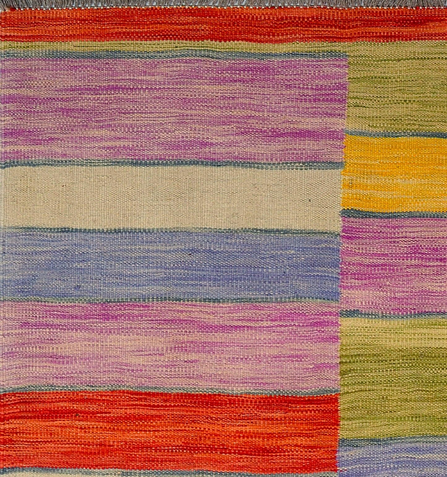 Détail du tissage en laine du kilim Art Deco tissé à la main (provenance Nord Ouest-Afghanistan)