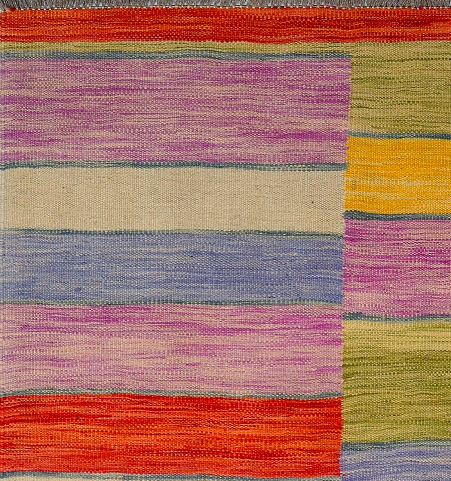 Détail du tissage en laine du kilim Art Deco tissé à la main (provenance Nord Ouest-Afghanistan)