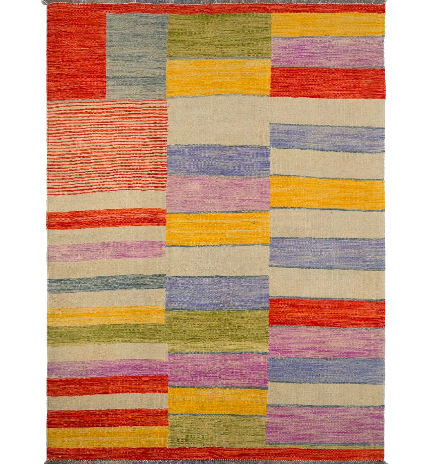 Kilim Art Deco 203 x 154 cm – Tapis en laine tissé main, provenance Nord Ouest-Afghanistan