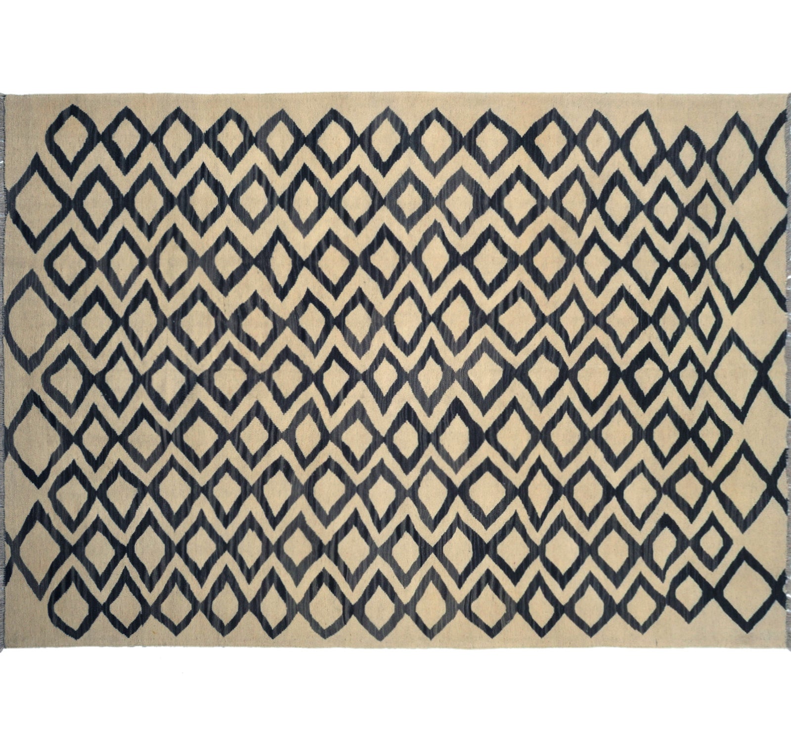 Vue horizontale du kilim Art Deco 241 x 175 cm – Tapis en laine de provenance Nord Ouest-Afghanistan