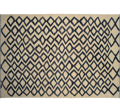 Vue horizontale du kilim Art Deco 241 x 175 cm – Tapis en laine de provenance Nord Ouest-Afghanistan