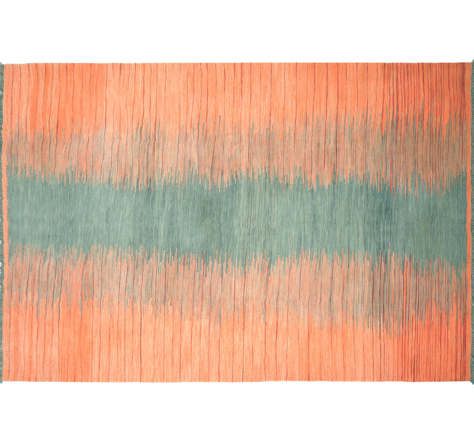 Vue horizontale du kilim Art Deco 252 x 174 cm – Tapis en laine de provenance Nord Ouest-Afghanistan