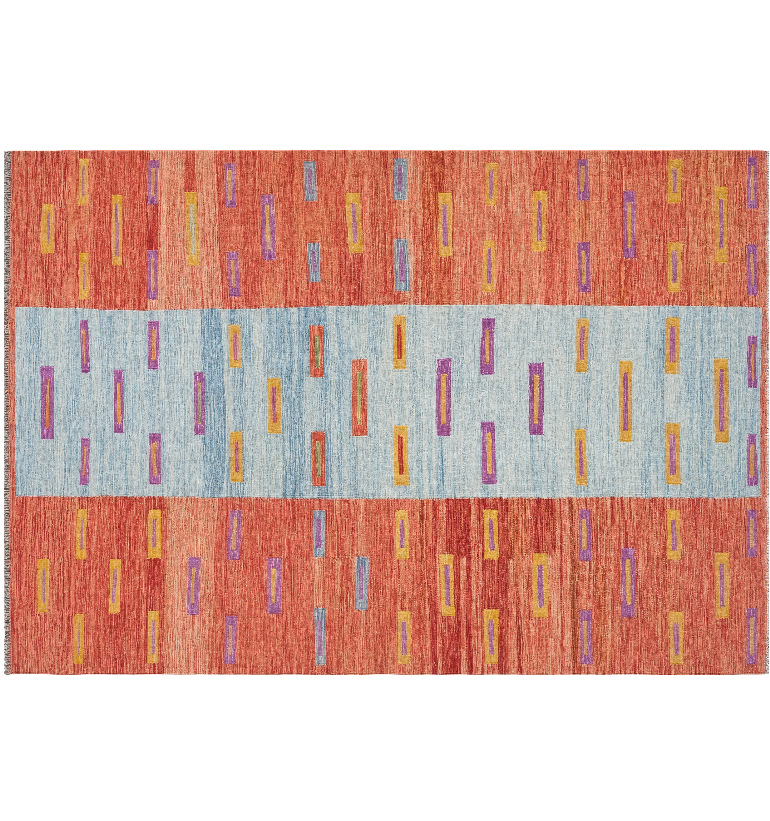 Vue horizontale du kilim Art Déco 294 x 197 cm – Tapis turc en laine de provenance Art Déco