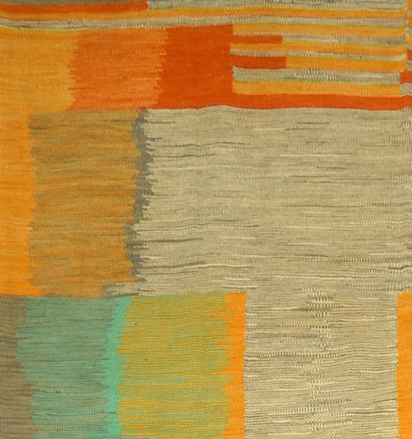 Détail du tissage en laine du kilim Art Deco tissé à la main (provenance Nord Ouest-Afghanistan)