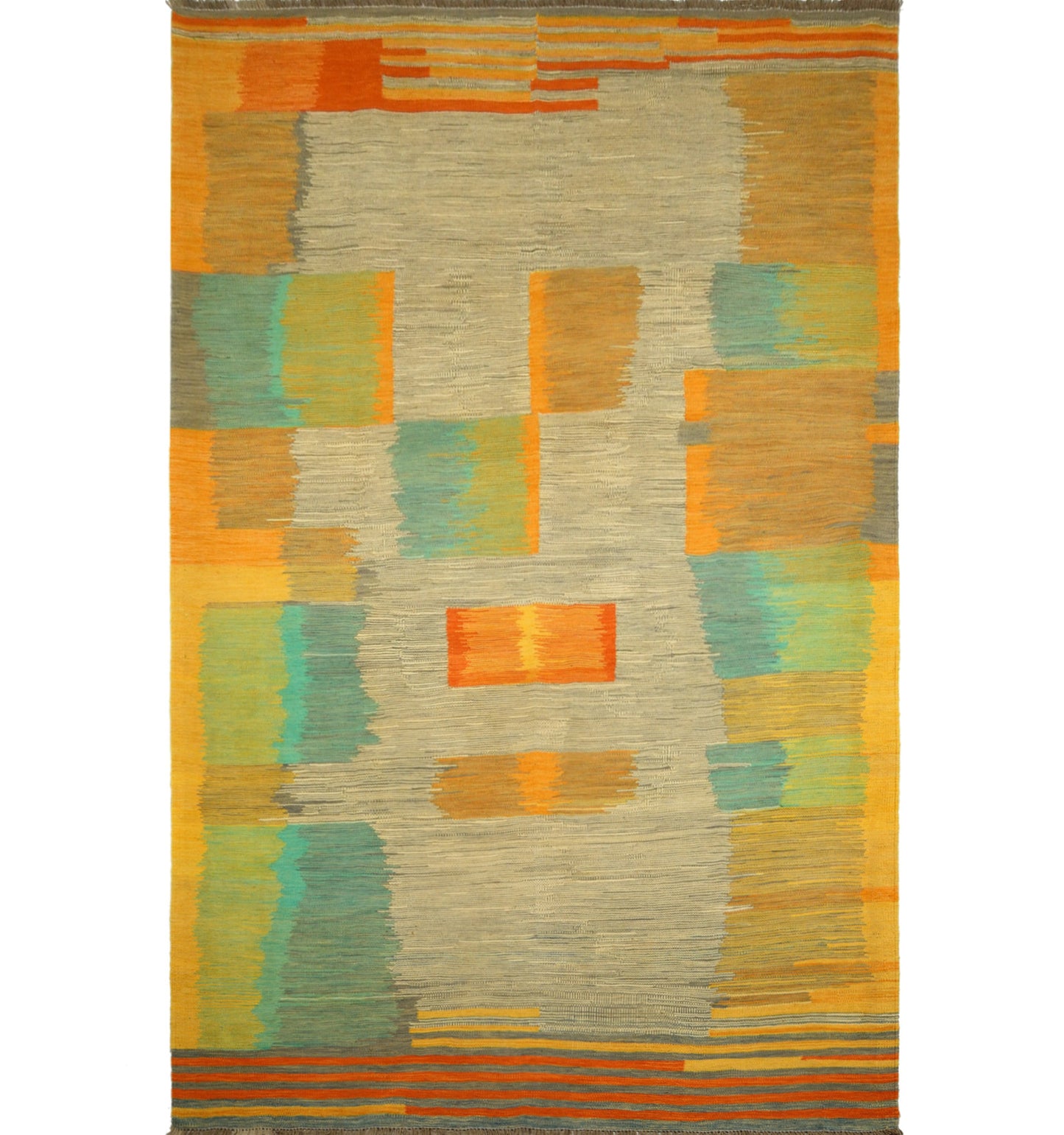Kilim Art Deco 298 x 194 cm – Tapis en laine tissé main, provenance Nord Ouest-Afghanistan