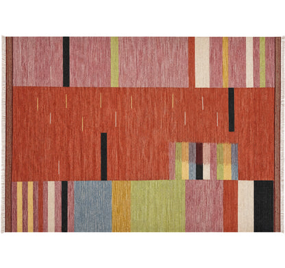Vue horizontale du kilim Art Déco 300 x 202 cm – Tapis turc en laine de provenance Art Déco