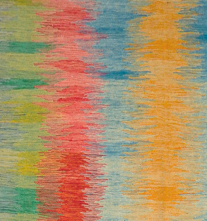 Détail du tissage en laine du kilim Art Deco tissé à la main (provenance Nord Ouest-Afghanistan)