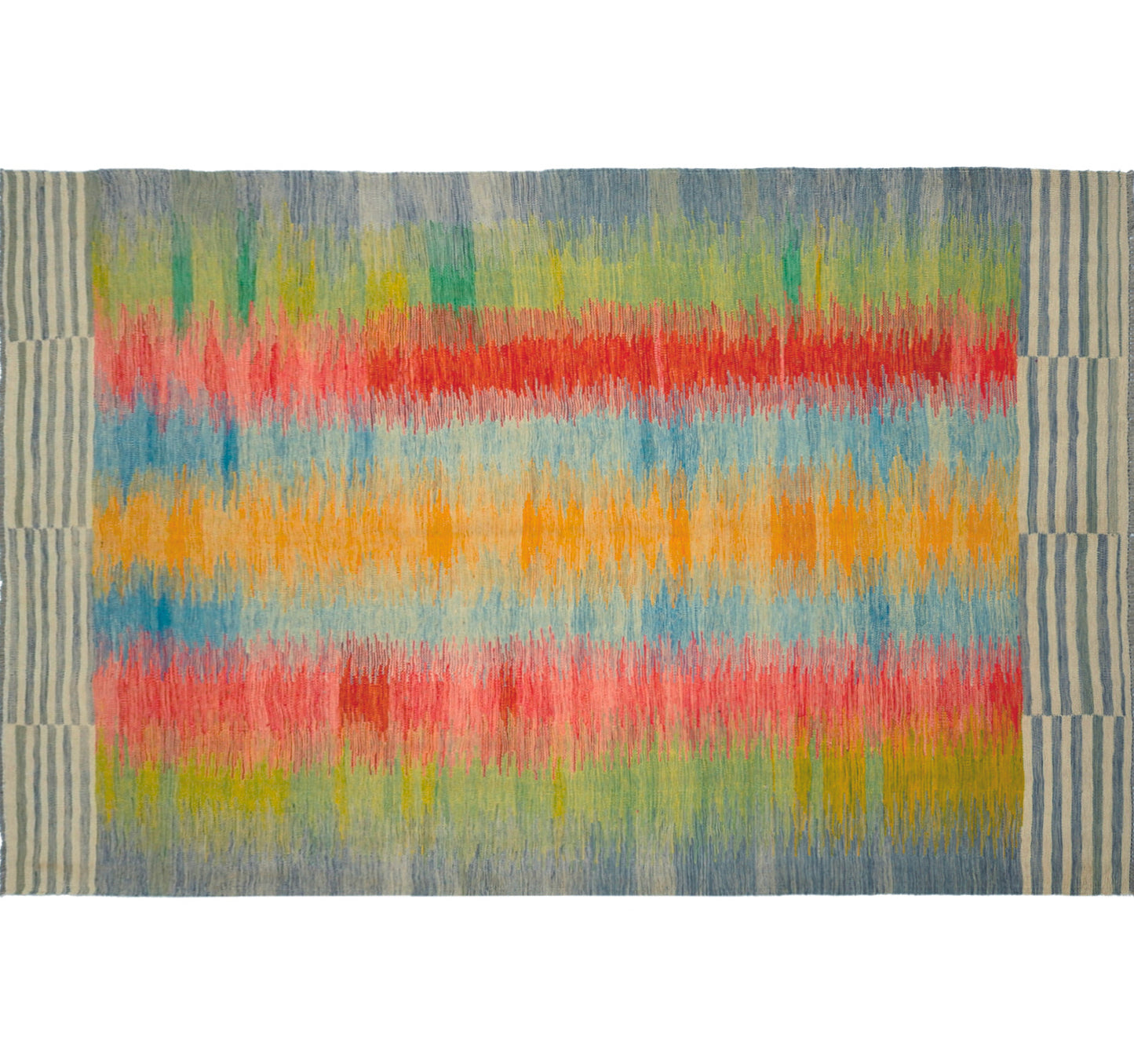 Vue horizontale du kilim Art Deco 301 x 196 cm – Tapis en laine de provenance Nord Ouest-Afghanistan