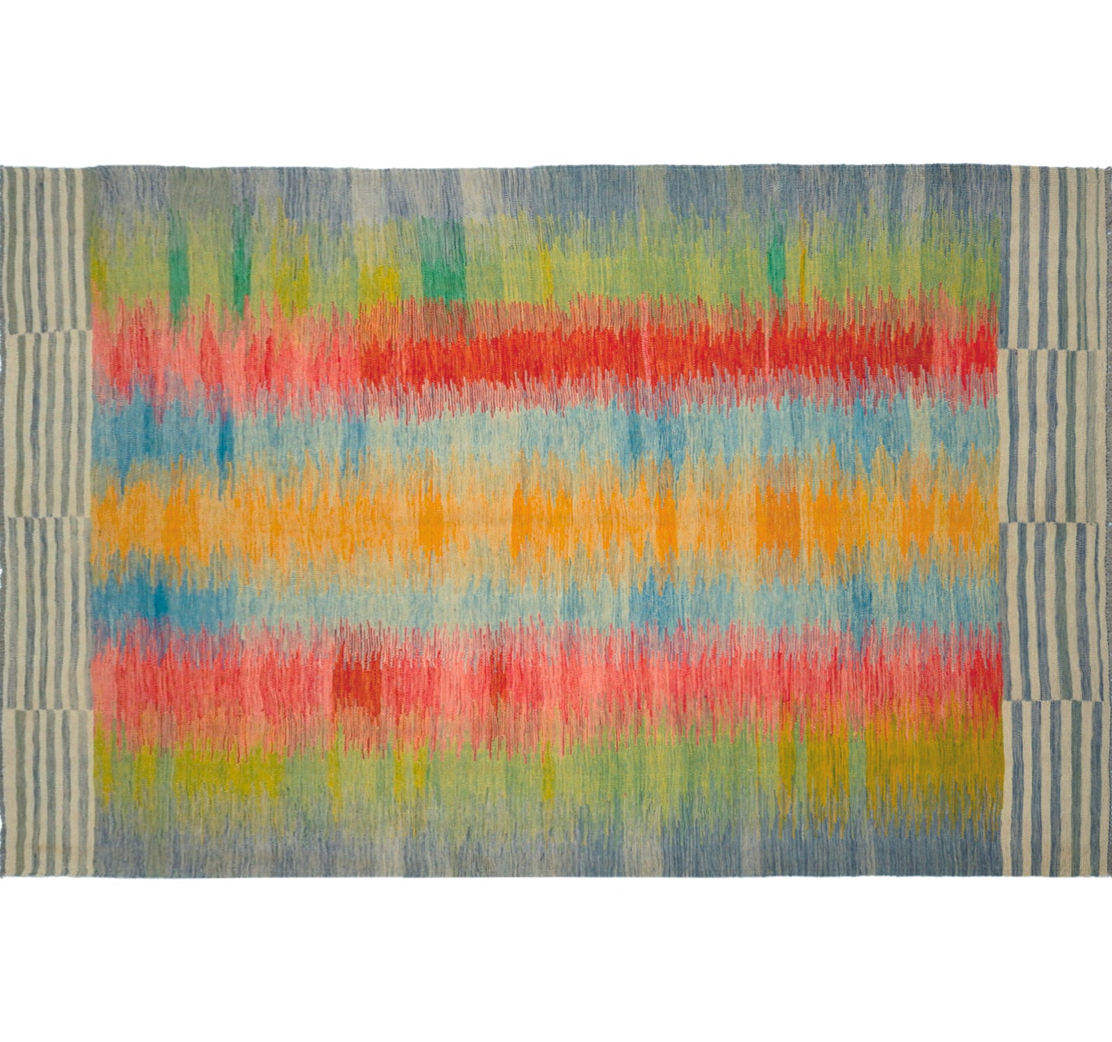 Vue horizontale du kilim Art Deco 301 x 196 cm – Tapis en laine de provenance Nord Ouest-Afghanistan