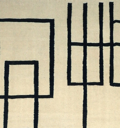 Détail du tissage en laine du kilim Art Deco tissé à la main (provenance Nord Ouest-Afghanistan)