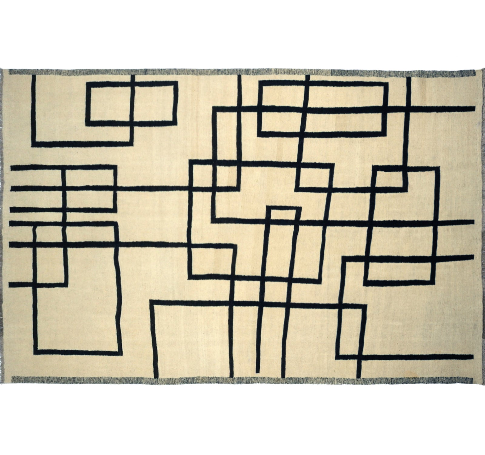 Vue horizontale du kilim Art Deco 303 x 193 cm – Tapis en laine de provenance Nord Ouest-Afghanistan