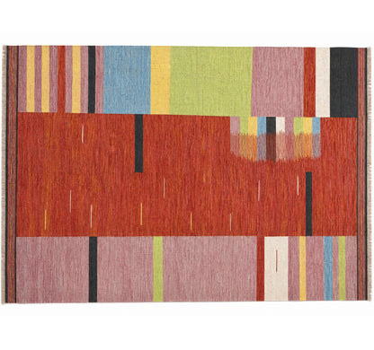 Vue horizontale du kilim Art Déco 304 x 203 cm – Tapis turc en laine de provenance Art Déco