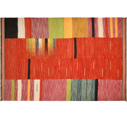 Kilim Art Deco 308 x 201 cm – Tapis turc en laine tissé main, provenance Nord Ouest-Afghanistan