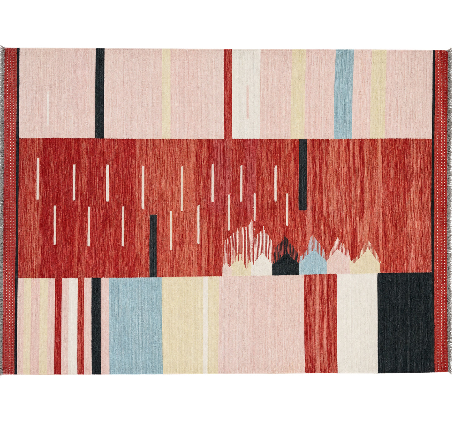 Vue horizontale du kilim Art Déco 317 x 203 cm – Tapis turc en laine de provenance Art Déco