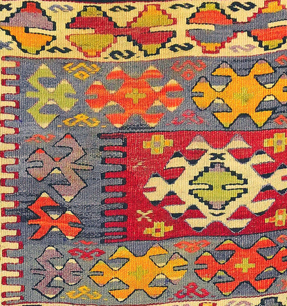 Détail du tissage en laine du kilim Aydin tissé à la main (provenance Aydin)