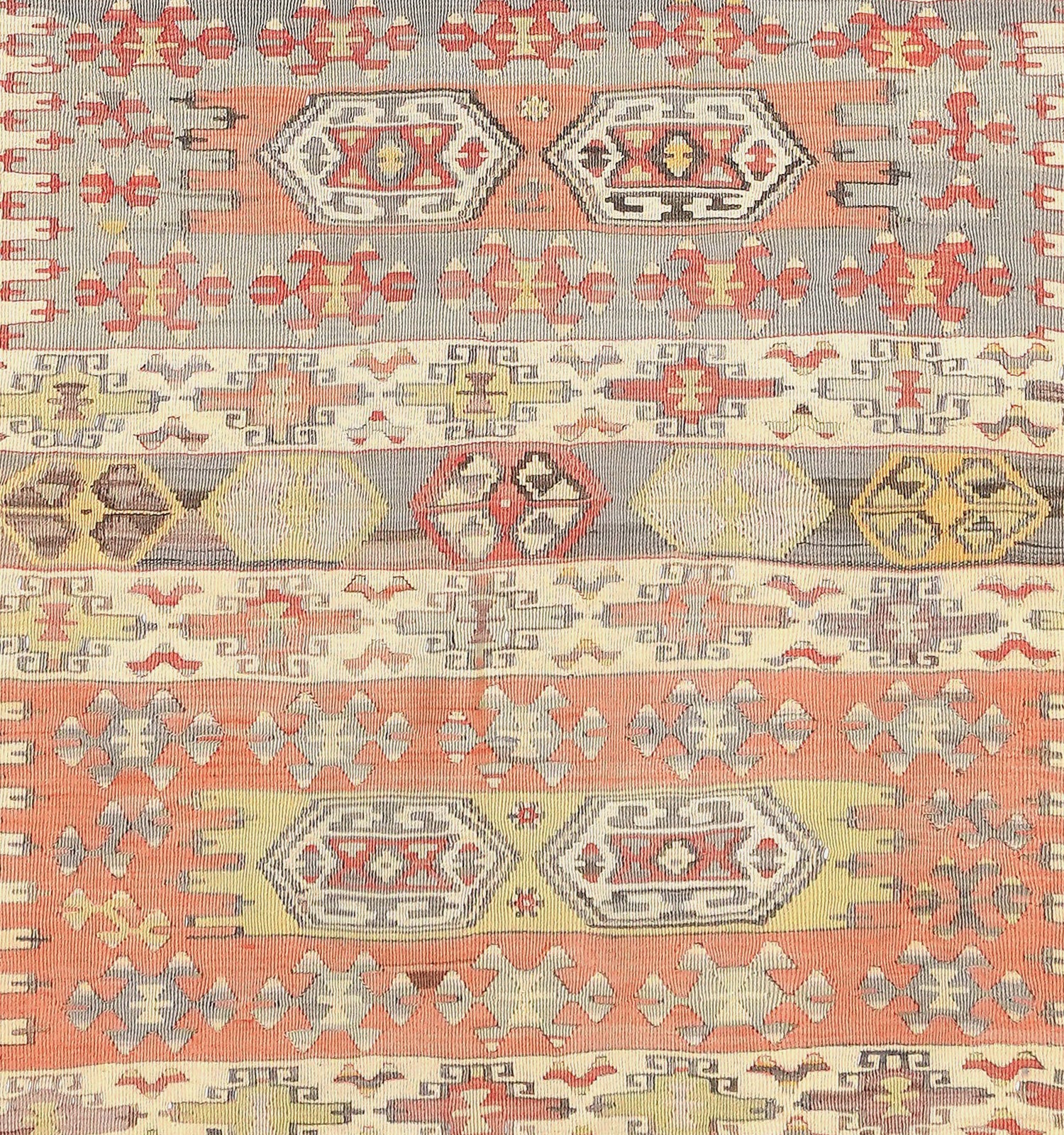 Détail du tissage en laine du kilim Aydin tissé à la main (provenance Aydin)