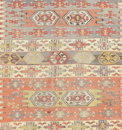 Détail du tissage en laine du kilim Aydin tissé à la main (provenance Aydin)