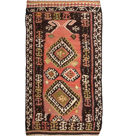 Kilim ancien Bakirdag 160×97 cm – Tapis kilim tissé main en laine naturelle, Anatolie du centre
