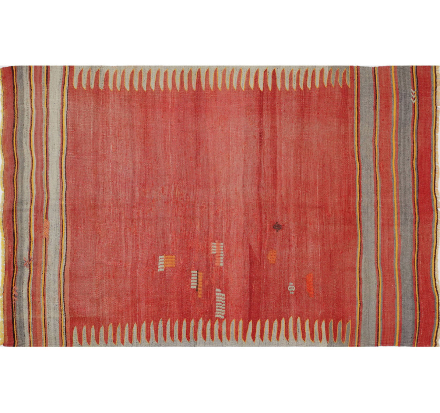 Vue horizontale du kilim Balikesir 218 x 140 cm – Tapis turc en laine de provenance Balikesir