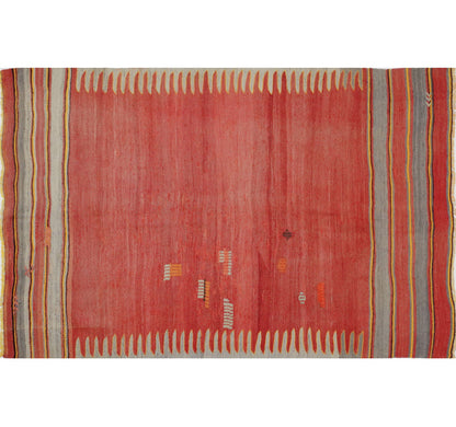 Vue horizontale du kilim Balikesir 218 x 140 cm – Tapis turc en laine de provenance Balikesir
