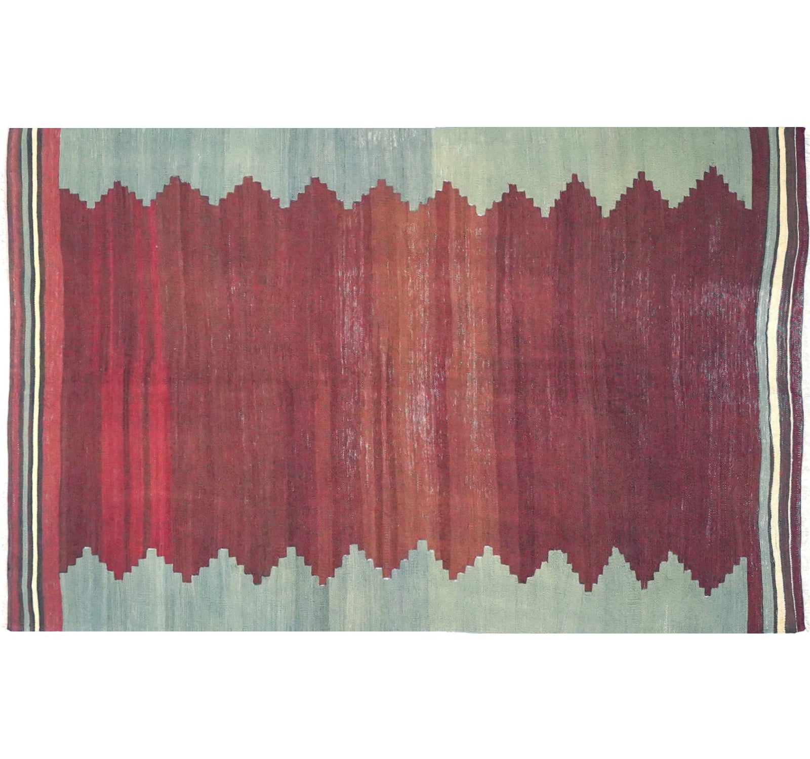 Vue horizontale du kilim Balikesir 220 x 120 cm – Tapis turc en laine de provenance Balikesir