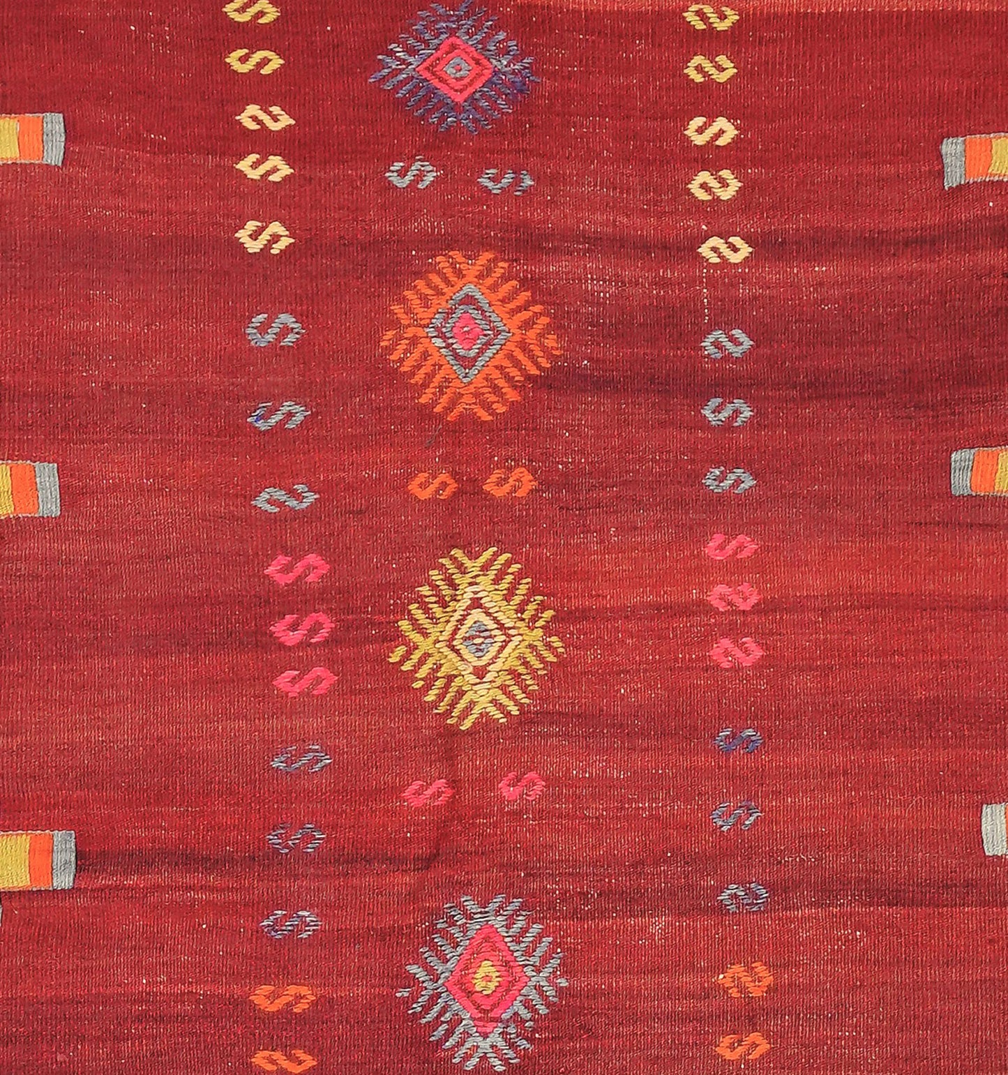 Détail du tissage en laine du kilim Balikesir tissé à la main (provenance Balikesir)