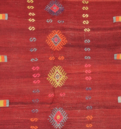 Détail du tissage en laine du kilim Balikesir tissé à la main (provenance Balikesir)