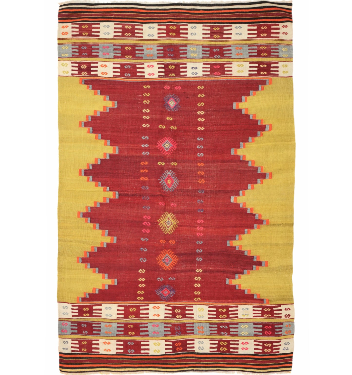 Kilim Balikesir 228 x 145 cm – Tapis turc en laine tissé main, provenance Balikesir