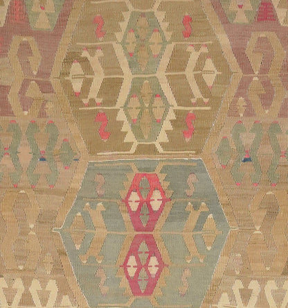 Détail du tissage en laine du kilim Balikesir tissé à la main (provenance Balikesir)