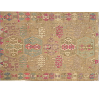 Vue horizontale du kilim Balikesir 250 x 175 cm – Tapis turc en laine de provenance Balikesir