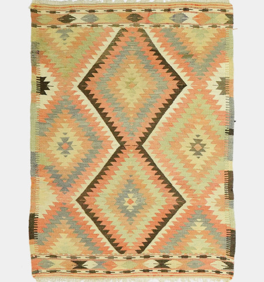 Kilim Barak 135 x 110 cm – Tapis turc en laine tissé main, provenance Barak