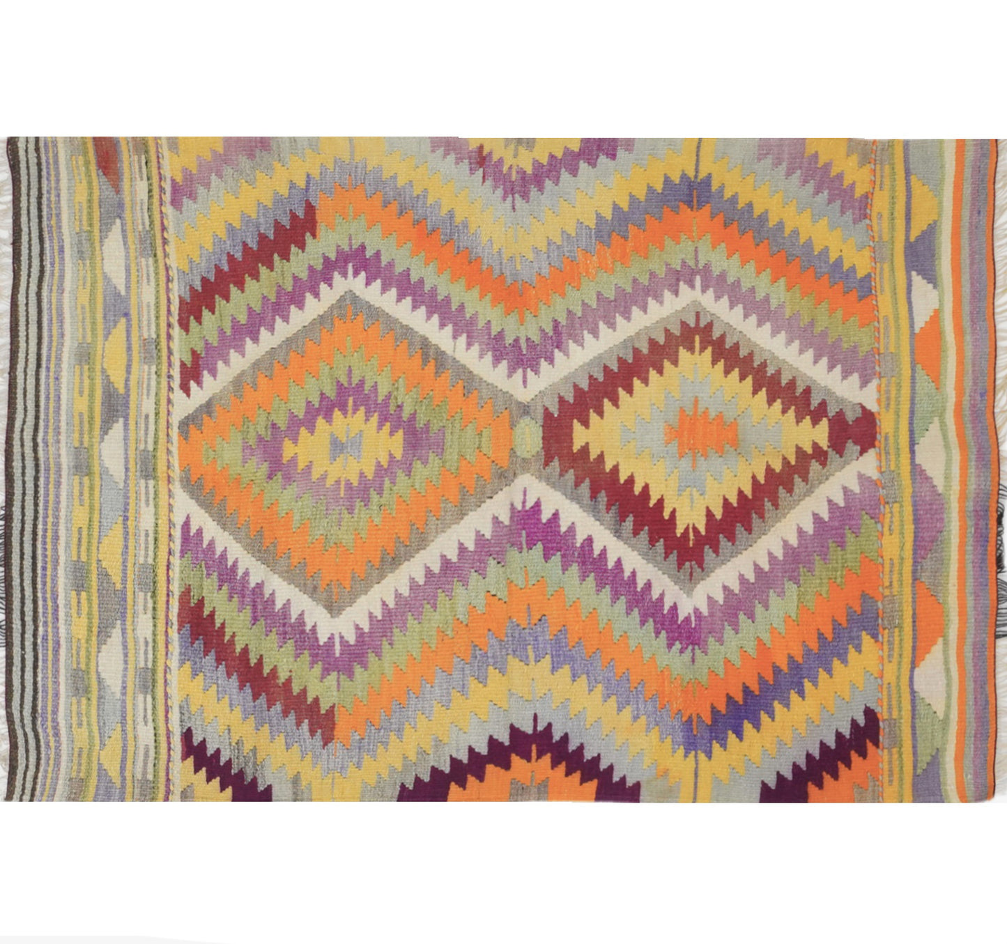 Vue horizontale du kilim Barak 150 x 108 cm – Tapis turc en laine de provenance Barak