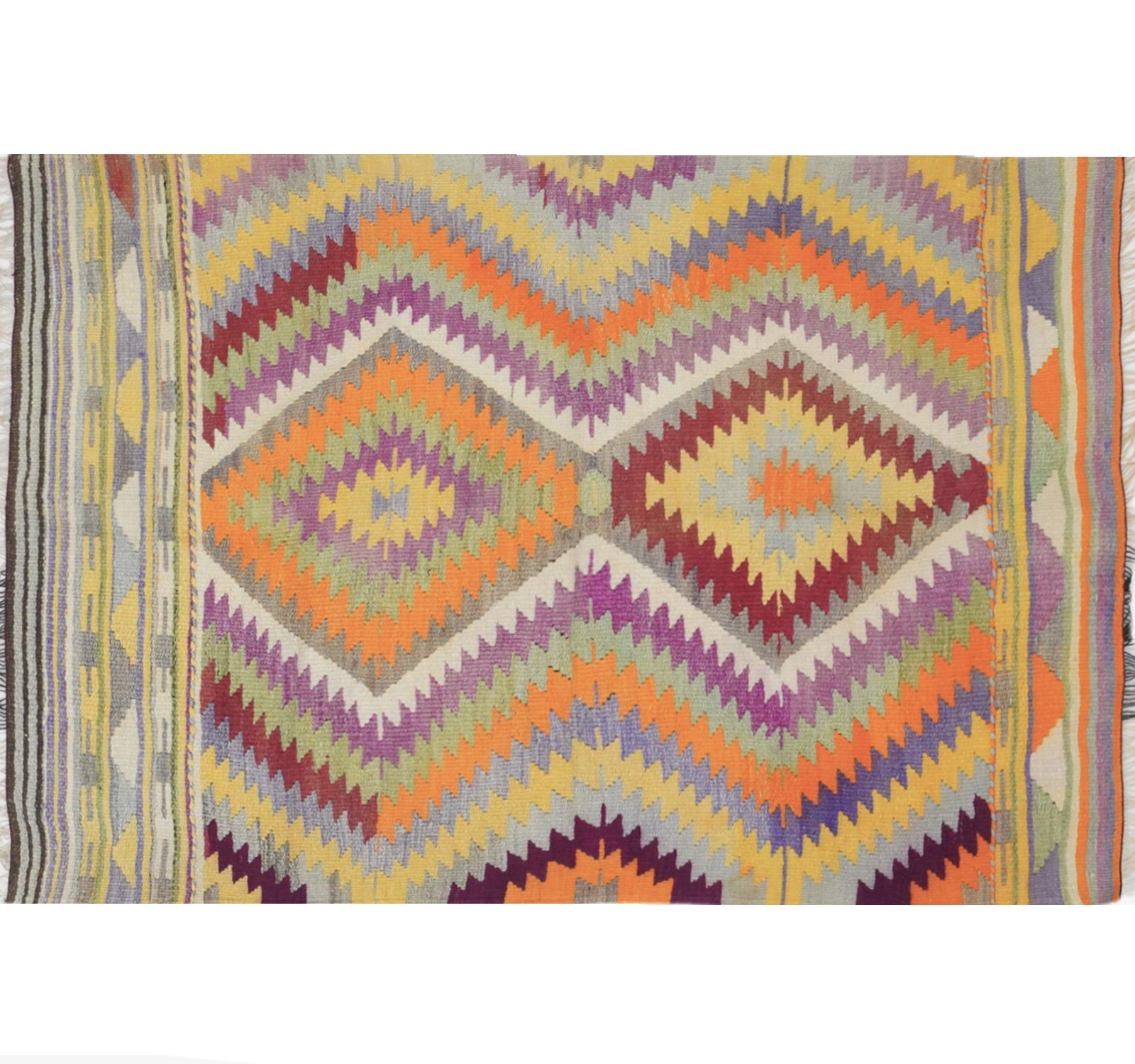 Vue horizontale du kilim Barak 150 x 108 cm – Tapis turc en laine de provenance Barak