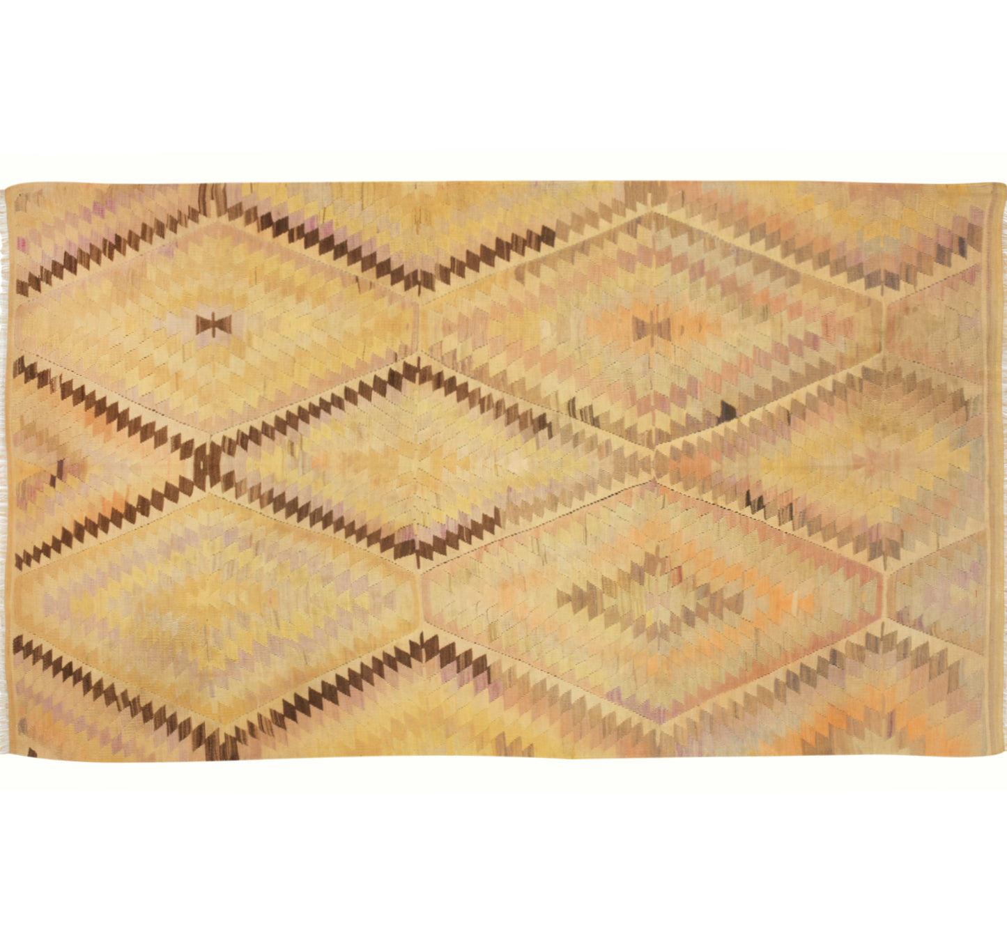 Vue horizontale du kilim Barak 260 x 150 cm – Tapis turc en laine de provenance Barak