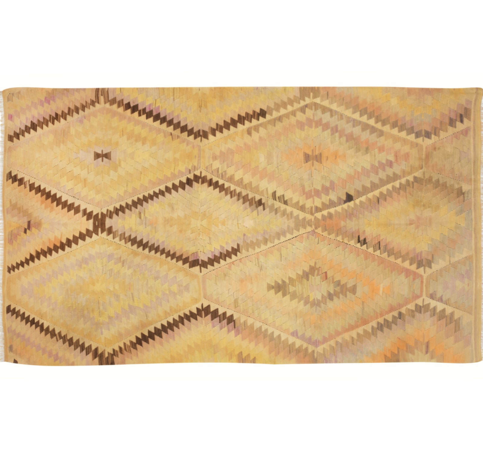 Vue horizontale du kilim Barak 260 x 150 cm – Tapis turc en laine de provenance Barak