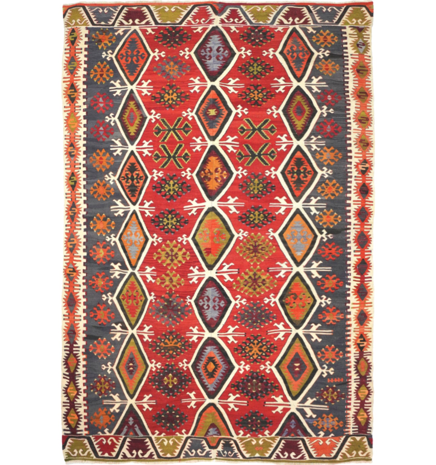 Kilim Beddik 305 x 190 cm – Tapis turc en laine tissé main, provenance Beddik