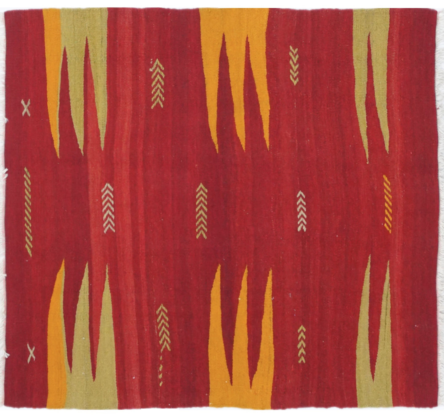 Vue horizontale du kilim Bodrum 105 x 96 cm – Tapis turc en laine de provenance Bodrum