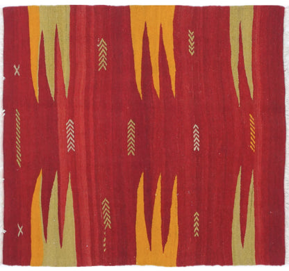 Vue horizontale du kilim Bodrum 105 x 96 cm – Tapis turc en laine de provenance Bodrum