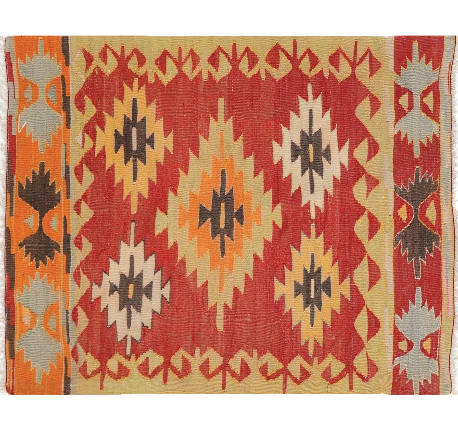 Vue horizontale du kilim Cal 118 x 72 cm – Tapis turc en laine de provenance Cal
