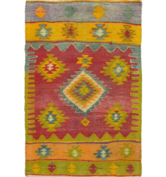 Kilim Cal 120 x 88 cm – Tapis turc en laine tissé main, provenance Cal