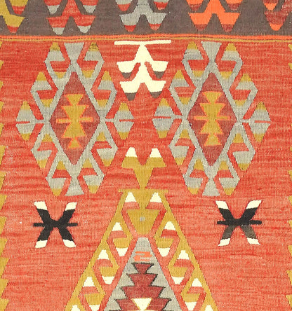 Détail du tissage en laine du kilim Cal tissé à la main (provenance Cal)