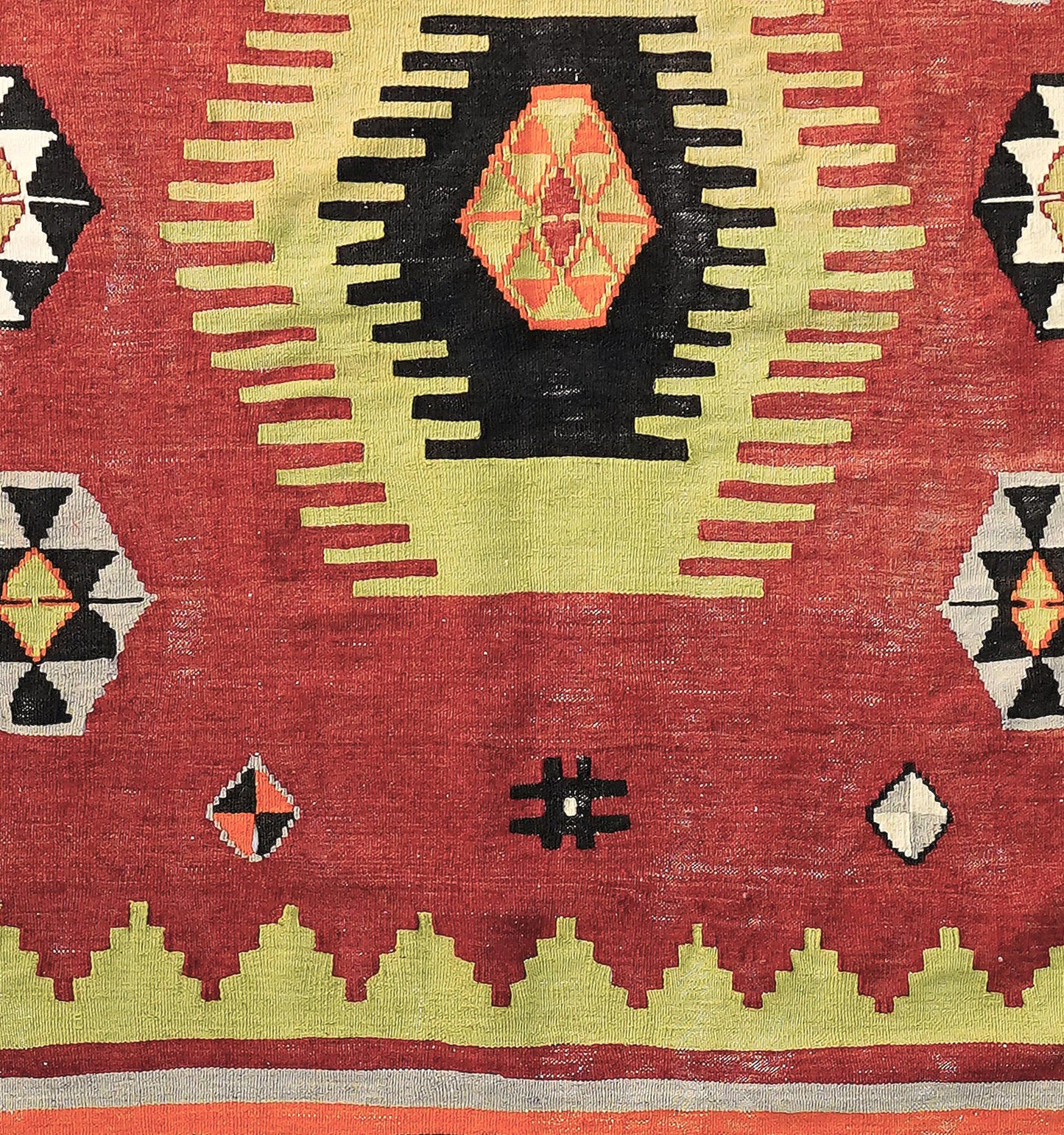 Détail du tissage – Tapis kilim ancien Cal 200×130 cm, laine naturelle tissée main