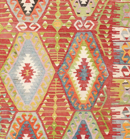 Détail du tissage en laine du kilim Cal tissé à la main (provenance Cal)