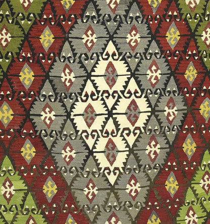 Détail du tissage – Tapis kilim ancien Camardi 220×158 cm, laine naturelle tissée main